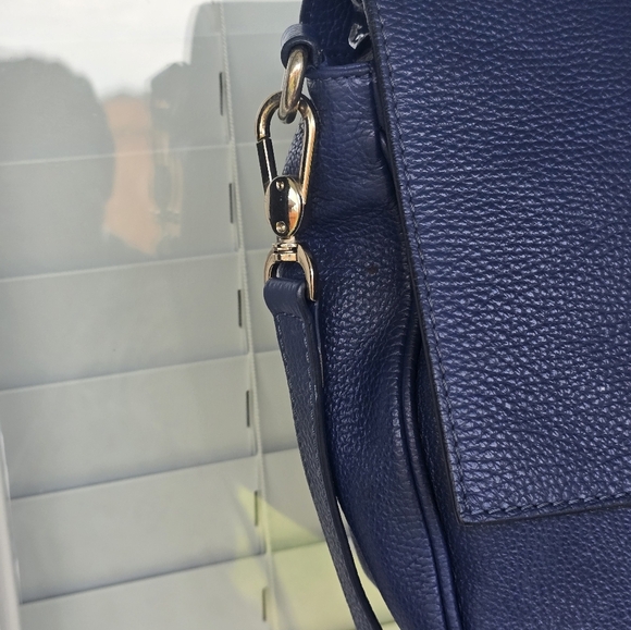 Authentic Versace Leather Shoulder Crossbody Bag Women Blue Removeable Strap - Picture 5 of 16